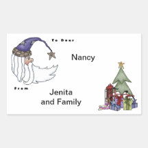 Santas Head Rectangle Stickers