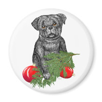 Santa's Helper Black Pug Puppy magnets