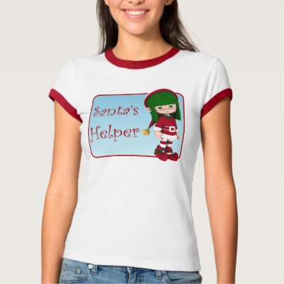 Santa's Helper Cute Elf Holiday T-Shirt by mariannegilliand