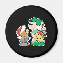 santas helper cute teddy bear design magnets