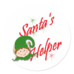 Santa's Helper Elf Round Sticker