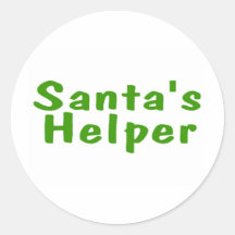 Santas Helper Green Round Stickers