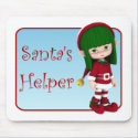 Santa's Helper Holiday Cute Elf Mousepad