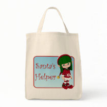 Santa's Helper Holiday Cute Elf Tote Bag by mariannegilliand Santa's Helper Holiday Cute Elf Tote Bag