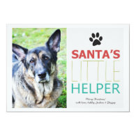 Santa's Helper- Pet Photo Holiday Flat Cards Custom Invitation