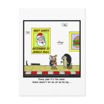 Santa's lap: Hedgehog Cartoon Postcards