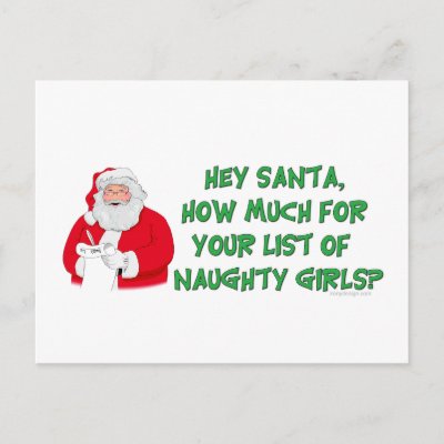 Santa's Naughty List postcards