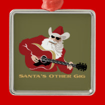 Santa's Other Gig ornaments