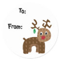 Santa's Reindeer Round Sticker