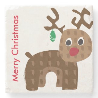 Santa's Reindeer Stone Coaster