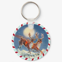 SANTA'S REINDEER & WREATH by SHARON SHARPE keychains
