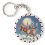 SANTA'S REINDEER &amp; WREATH by SHARON SHARPE Key Chain