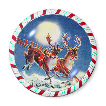 SANTA'S REINDEER & WREATH by SHARON SHARPE magnets
