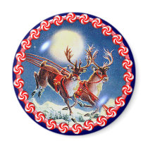 SANTA'S REINDEER & WREATH by SHARON SHARPE magnets