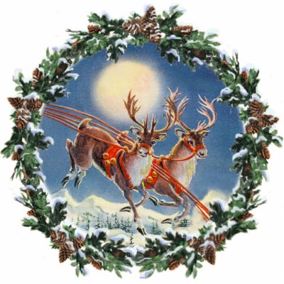 SANTA'S RIENDEER & WREATH by SHARON SHARPE Acrylic Cut Outs by sharonsharpe