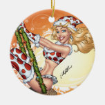 Santa's Sexy Blond Polka Dot Pinup Helper - Al Rio Christmas Tree Ornaments