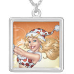 Santa's Sexy Blond Polka Dot Pinup Helper Necklace
