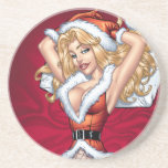 Santa's Sexy Blond Wife in Satin Sheets by Al Rio Beverage Coasters