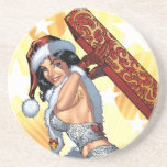 Santa's Sexy Christmas Present Pinup by Al Rio Coaster
