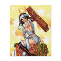 sexy,, gift,, pinup,, pin up,, christmas,, claus,, present,, boa,, santa,, bells,, ribbons,, al rio,, lingerie,, boots,, heels, Flyer with custom graphic design