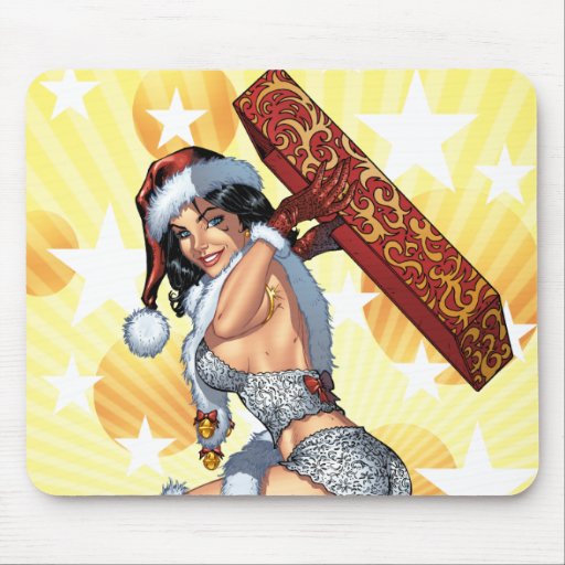 Santa's Sexy Christmas Present Pinup by Al Rio Mousepads