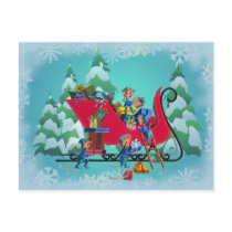 SANTA'S SLEIGH by SHARON SHARPE postcards by sharonsharpe SANTA'S SLEIGH by SHARON SHARPE postcards