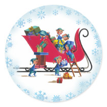 SANTA'S SLEIGH & ELVES by SHARON SHARPE stickers by sharonsharpe SANTA'S SLEIGH & ELVES by SHARON SHARPE stickers