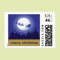 Santa's Sleigh Holiday Postage (gold) stamps