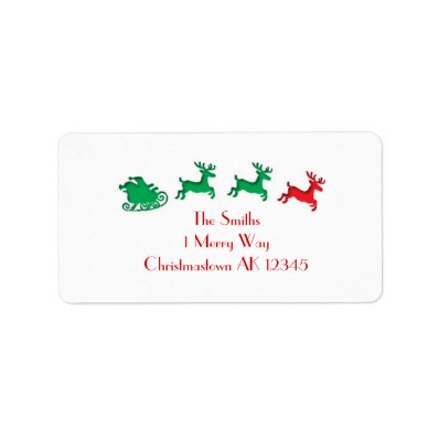 Santa&#39;s Sleigh letterpress address labels