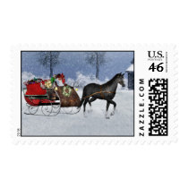 Santa's Sleigh-Santa, Presents, Horse, Snowscene stamps
