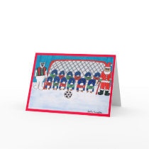 Santa's Soccer Team Greeting Card by painterchic1128 Santa's Soccer Team Greeting Card