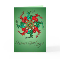 Santa's Stars Blank Card Green
