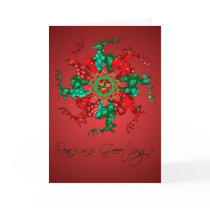 Santa's Stars Greeting Card Red