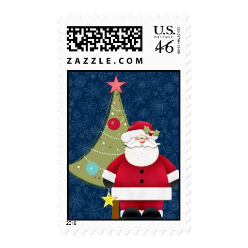Santa's Tree On Christmas Eve Night Postage