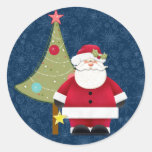 Santa's Tree On Christmas Eve Night Round Stickers