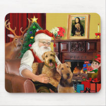Santas Two Airedales mousepads by dogartchristmasgifts Santas Two Airedales mousepads