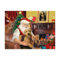 Santas Two Airedales postcards