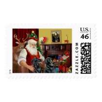 Santa's Two Flat Coated Retrievers Postage Stamp
