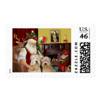 Santa's Wheaten Terriers (TWO) Stamp