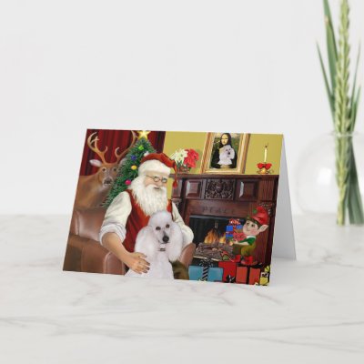 Santa's White Standard Poodle Card