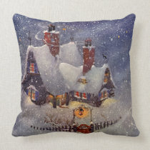 Santa's Workshop at the North Pole, Christmas Eve Throw Pillow