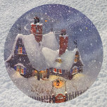 Santa's Workshop at the North Pole, Christmas Eve Round Sticker