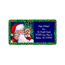 Santa's Yorkies at Christmas Labels labels