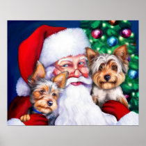Santa's Yorkies at Christmas posters