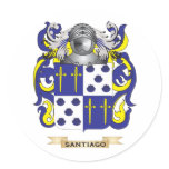Santiago Coat of Arms (Family Crest) Round Stickers