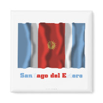 Santiago del Estero waving flag with name Fridge Magnets
