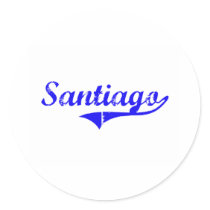 Santiago Surname Classic Style Round Sticker