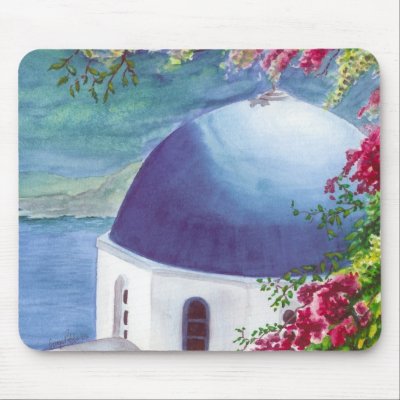 santorini dome mousepad by yioryia