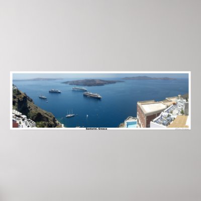 Santorini Greece Panorama Print by mike_krebs