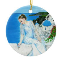 Santorini Greek beauty Ornament
